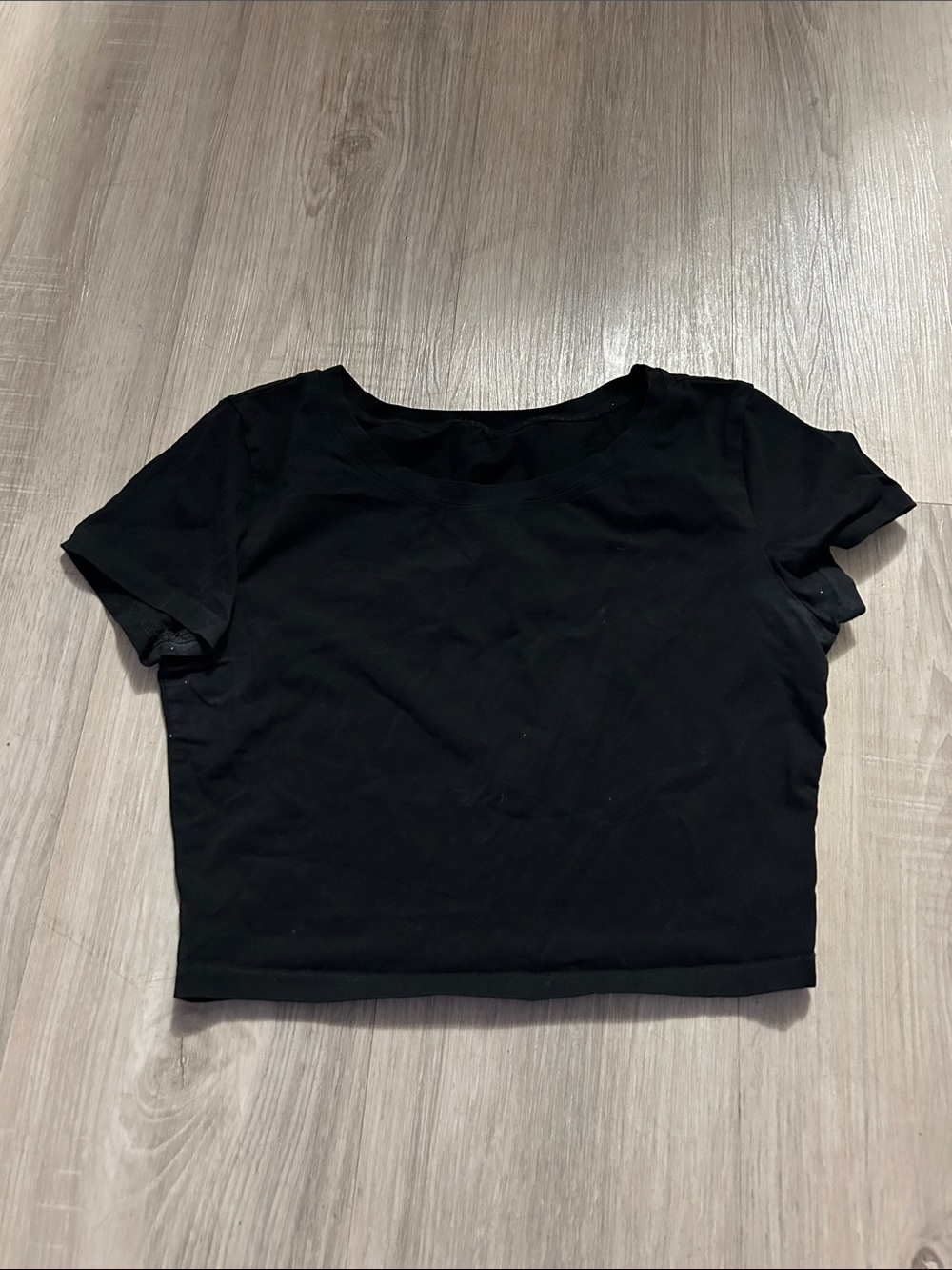 Women's Black Short Sleeve Crop Top